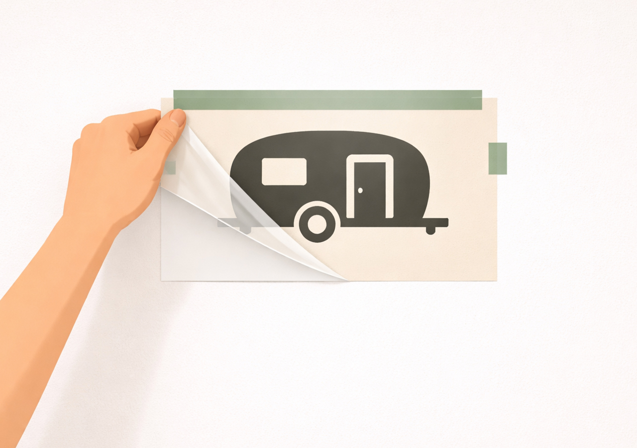 Étape 3 d'installation d'un autocollant - Retirer le papier protecteur