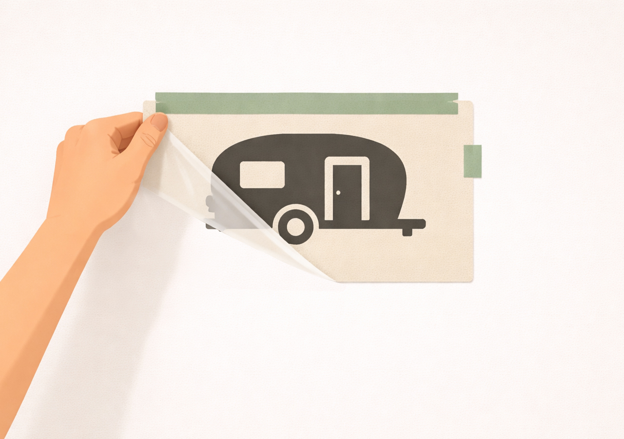 Étape 5 d'installation d'un autocollant - Retirer le papier de transfert